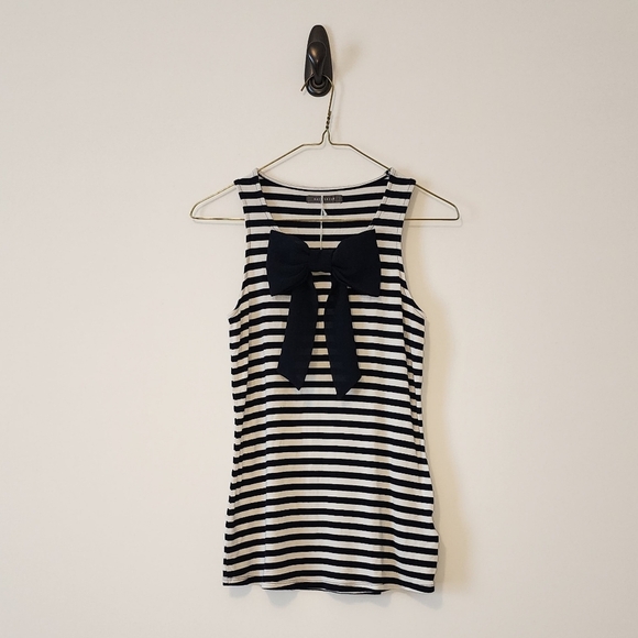 Suzy Shier Top Sleeveless XS Bow Striped - Picture 1 of 3